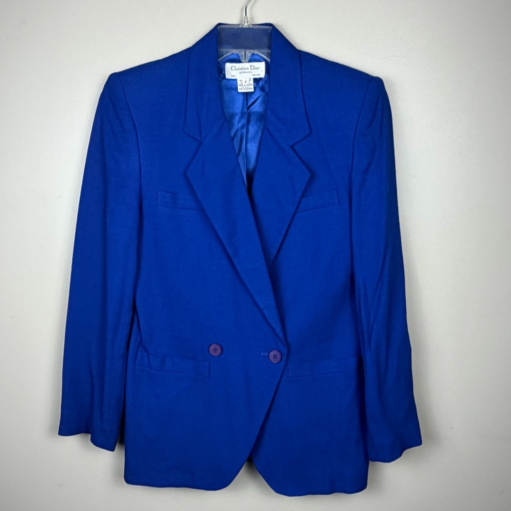 Christian Dior Vintage 8 Classic Vibrant Royal Blue Blazer Jacket